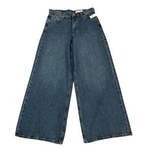 Gap Baggy Mid Rise Jeans Medium Indigo Wide Leg Denim Pants 27 4R New